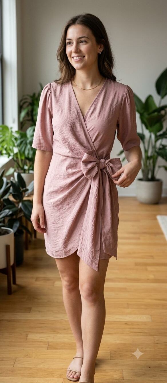 NATION LTD Los Angeles Light Pink Wrap Mini Dress Small